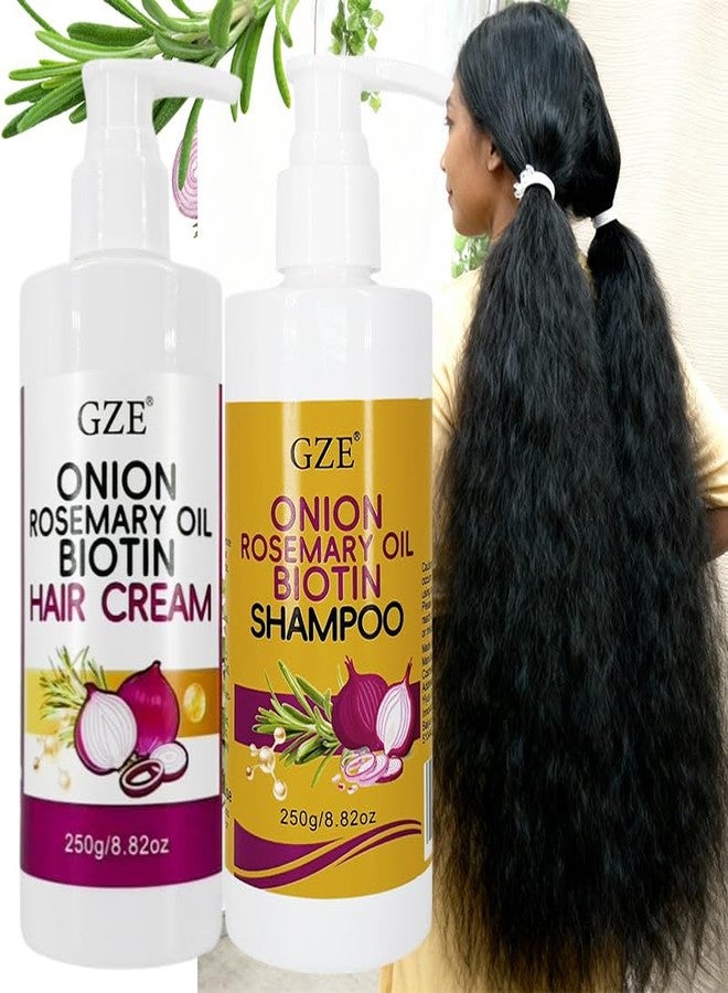 GZE Onion Rosemary Biotin Shampoo & Hair Cream Set (2 Pack) - for Hair Growth, Hair Loss Control, Damaged Hair Repair - with Onion Oil, Rosemary Oil & Biotin - 250g x 2 - Image 5